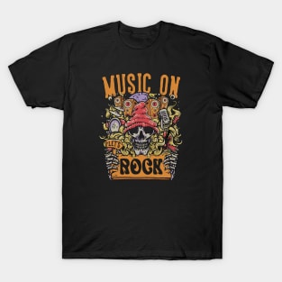 Skull & Roll: Let's Rock with Music Doodles Vintage Tee T-Shirt
